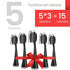 Replacement Toothbrush Heads for Burst Sonic Toothbrush with Dust Cover Caps, Soft Charcoal Bristles for Deep Clean, Black, Pack of 5...