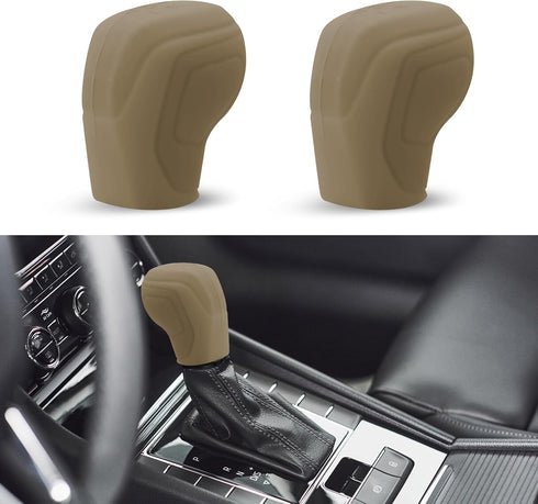 2PCS Car Gear Shift Knob Cover, Elastic Silicone Car Automatic Shift Protector Cover, Comfortable Anti-Slip Handbrake Shifter Cover, Car Interior ...