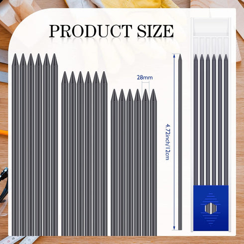 60 Pieces 2.8 mm Solid Carpenter Pencil Set Pencil Refills for Carpenter Carpenter Marker Woodworking Mechanical Pencil for Writing, Drawing, Draf...
