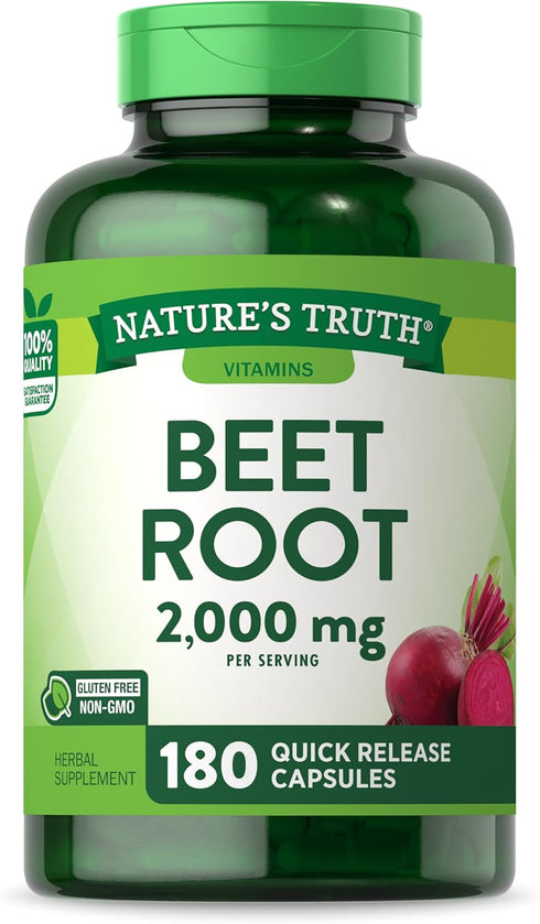 Nature's Truth Beet Root Capsules | 2,000mg | 180 Count | Non-GMO and Gluten Free Supplement...