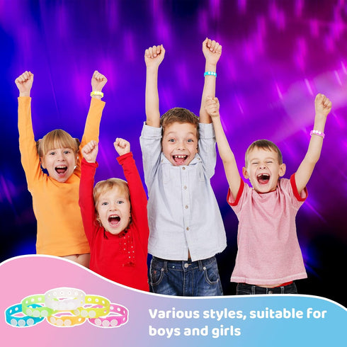 Sotiff 30 Pieces Glow in the Dark Silicone Wristbands Kids Silicone Charm Bracelets Adjustable for Boys and Girls Swimming Identify Shoe Charms Mo...