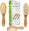 3 Piece Baby Hair Brush and Comb Set for Newborn & Toddlers- Natural Wooden Hairbrush with Soft Goat Bristles for Cradle Cap - Perfect Scalp Groom...