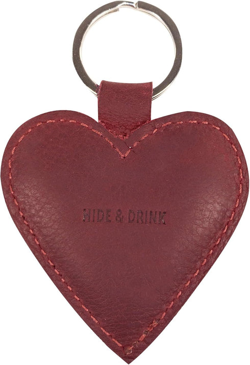 Hide & Drink, Heart-Shape Keychain, Key Organizer, Keyring Holder, Cute Accessories, Full Grain Leather, Handmade, Sangria...