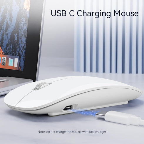 Uiosmuph G11 Wireless Mouse, USB C Rechargeable Computer Mouse, Slim Silent Mice 2.4GHz Optical with USB Nano Receiver and Type C Receiver for Lap...