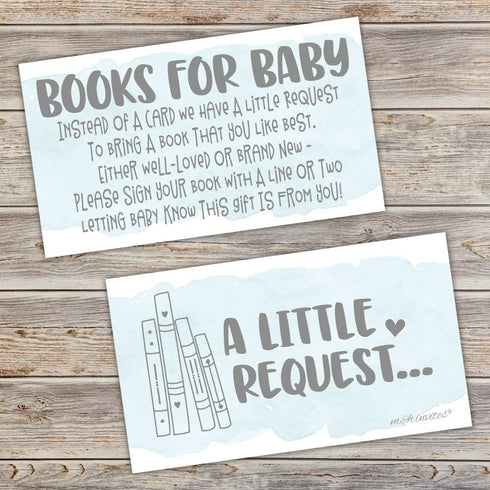 50 Blue Watercolor Books for Baby Shower Request Cards - Invitation Inserts - Boy Baby Shower...