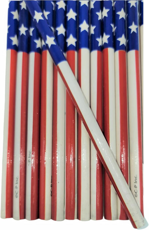Vintage Look American US Flag #2 Lead Wooden 7.5" Pencils (Patriotic USA) Party Favor Stationery Printed Bones (36)...