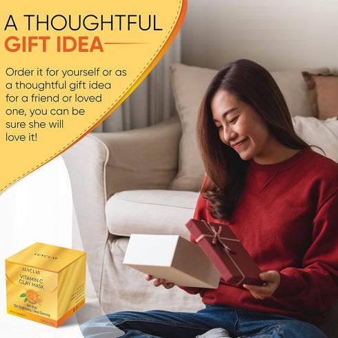 Vitamin C and Turmeric Clay Mask for Face – Deep Cleansing & Brightening Face Mask for Dark Spots, Pores, and Anti-Aging – Non-Greasy, Easy-to-App...