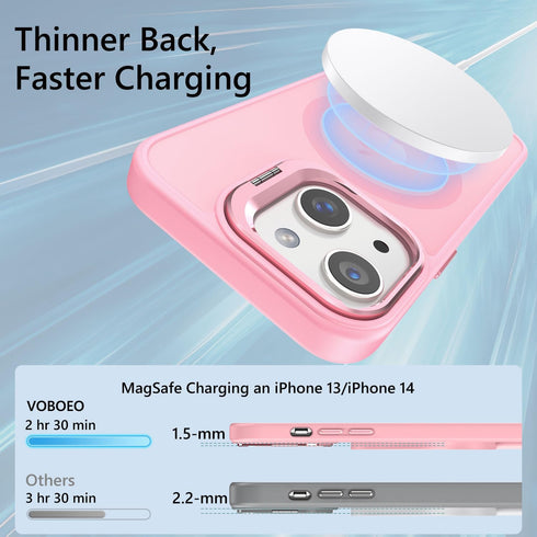 Magnetic for iPhone 13 Case & iPhone 14 case, Compatible with Magsafe, Built-in Stash Stand, Matte Scratch-Resistant Back Cover Shockproof Phone C...