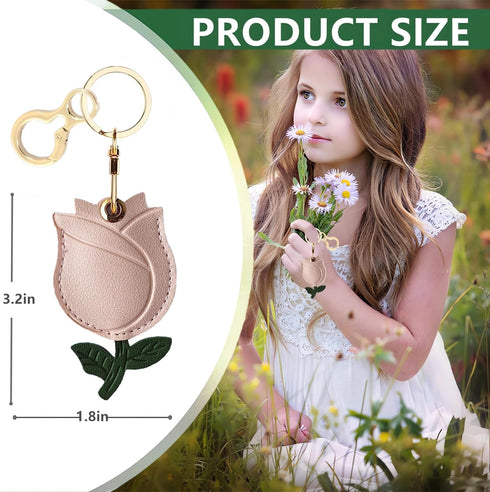 Leather Keychain Holder Case Compatible with Apple AirTag, Cute Protective Air Tag Cover with Keychain Ring, Anti-Scratch Finder GPS Tracker Case ...