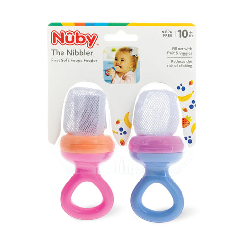 Nuby Nibbler Mesh First Soft Foods Feeder, 2pk, Pink & Purple...