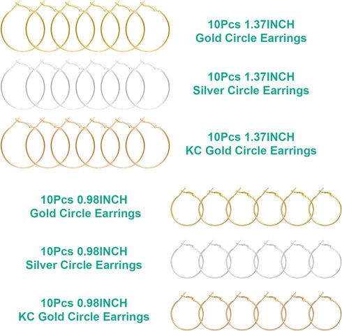 60PCS Beading Hoop Earrings Finding,URSMART Earring Making Hoops Open Round Earring Hoops for Jewelry Making DIY Craft Supplies (25MM/35MM)...