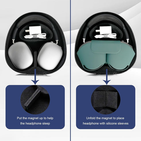 Travel Case for AirPods Max Headphones, Sleep Mode Hard Carrying Case for Apple AirPods Max Wireless Over-Ear Headsets Portable Storage Bag - Grey...