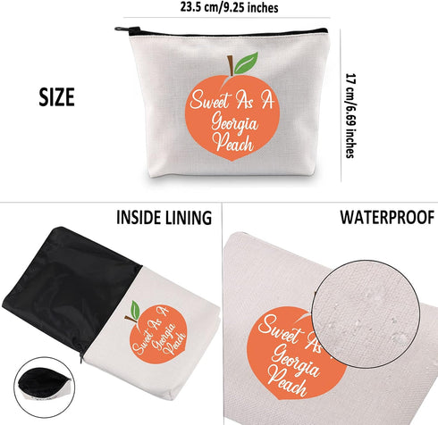 G2TUP Georgian Gift Sweet As A G Peach Makeup Bag Georgia State Pride Cosmetic Bag Peach Lover Gift Georgia Lover Zipper Travel Bag...