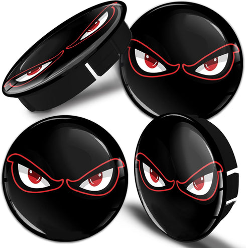 Set of 60mm - 56mm / 2.36" - 2.20" / Universal Black No Fear Eyes Car Rims Alloy Wheel Tuning Center Caps Hub Centre Hubcaps Cover C 40...