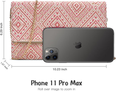 Straw Clutch Purses for Women, Woven Envelope Crossbody Clutch, Foldover Beach Bag for Summer...