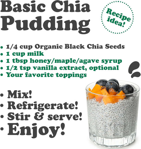 Food to Live - Organic Black Chia Seeds, 8 Ounces Non-GMO, Whole, Sproutable, Vegan, Kosher, Keto, Sirtfood, Bulk. Rich in Essential Fatty Acids, ...