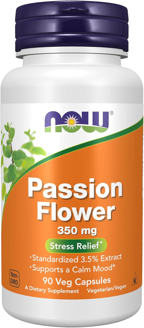 NOW Supplements, Passion Flower (Passiflora incarnata) 350 mg, Natural Stress Relief*, 90 Veg Capsules...