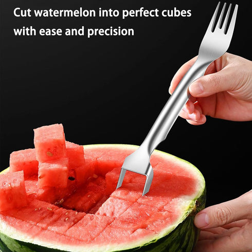 2-in-1 Multifunctional Watermelon Fork Slicer Cutter Stainless Steel Dual Head Fruit Forks Slicer Knife for Kitchen Gadget (1Pcs)...