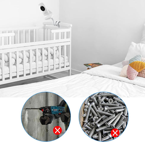 Baby Monitor Mount for HelloBaby HB50 Video Baby Monitor, Flexible Mount Baby Camera Monitor Holder Without Tools for Crib or Shelf, Long Goosenec...