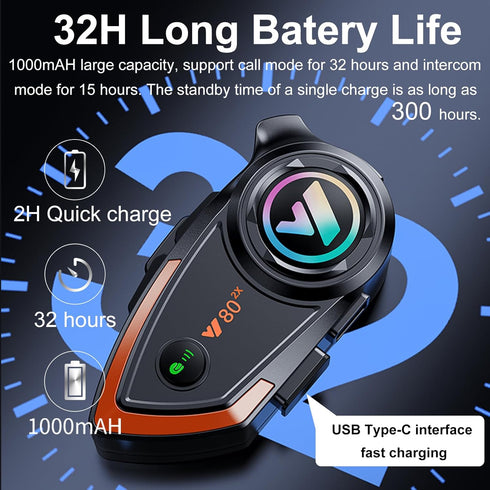Motorcycle Bluetooth Headset Helmet Speaker Intercom Earphone Motorcycle Headphones for All Helmets CVC Intelligent Noise Reduction/Automatic Answ...