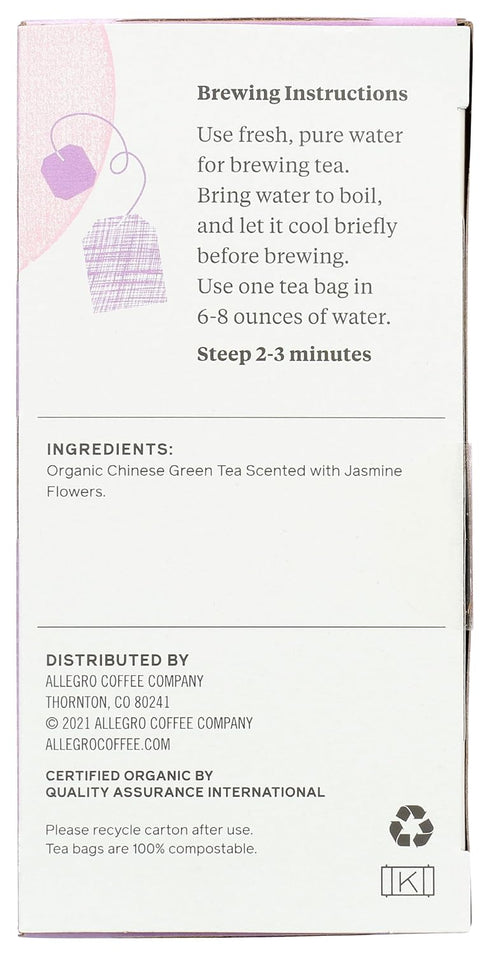 Allegro Tea, Organic Jasmine Green Tea Bags, 20 ct...