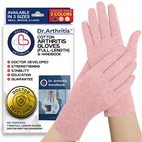 Doctor Developed Compression Gloves for Arthritis & Hand Pain, Cotton Compression Gloves Full Finger With Doctor Handbook, Raynauds Gloves for Wom...