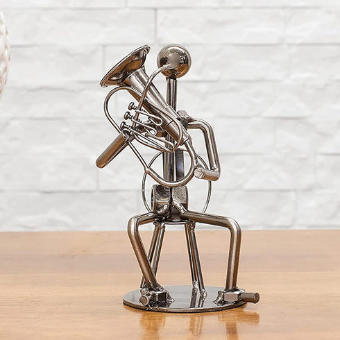 Broadway Gift Silvertone Tuba Player 6 inch Table Top Figurine...