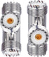 UHF Triple Tee Connector UHF Female to Dual UHF Female 3 Way Splitter Coax Adapter PL259 SO239 T Shape Adapter for Ham Radio CB Antenna 2 Pack...