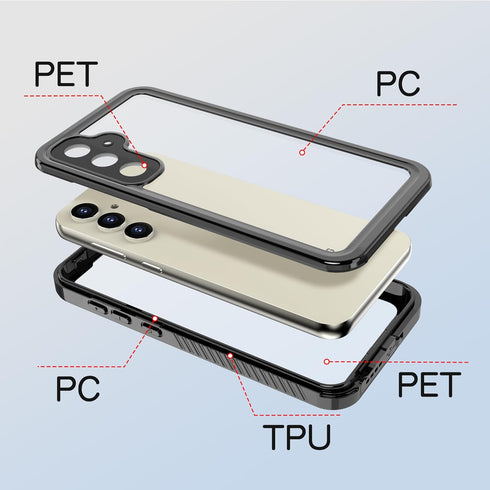 Clear Case for Samsung Galaxy S23 FE Case Waterproof Heavy Duty Full Body Protective with Built-in Screen Protector Dustproof Shockproof Phone Cas...