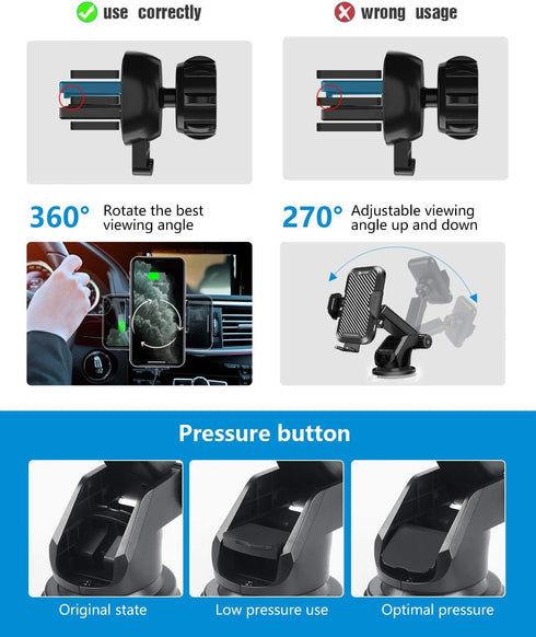 Wireless Car Charger, WAITIEE 15W Fast QI Charging Cell Phone Automobile Chargers, Auto Clamping Inductive Air Vent Dashboard Car Mount for iPhone...