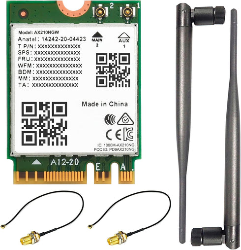 Wireless AX210 NIC, Gigabit Tri-Band Wi-Fi 6E, 802.11AX Standard, Bluetooth 5.2, AX210 NGW Wifi Card, MU-MIMO NGFF (M.2 A/E Key) Interface,Support...