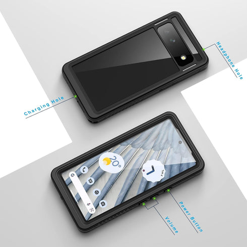 Lanhiem Pixel 7a Case, IP68 Waterproof Dustproof, Built-in Screen Protector, Rugged Full Body Shockproof Phone Case for Google Pixel 7a, Black/Cle...