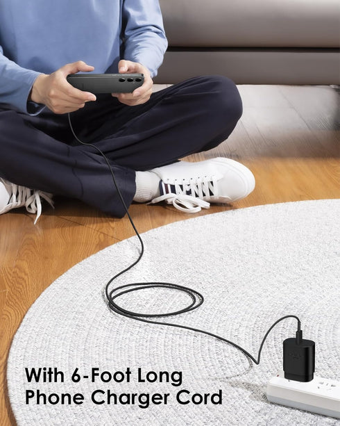 2 Pack USB C Charger, 25W Type C Fast Charging with USB-C Charger Cable 6FT Android Phone Charge for Galaxy S24 Ultra/S23+/S22/S21/S20/Phone 16 15...