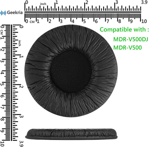 Geekria QuickFit Leatherette Replacement Ear Pads for Sony MDR-V500DJ, MDR-V500, WH-CH520 Headphones, Repair Parts (Black)...
