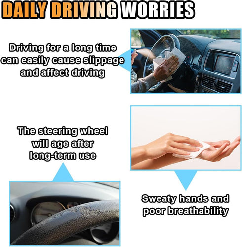 Stretch Elastic Steering Wheel Cover, All-Season Comfort, Warm in Winter & Cool in Summer, Universal 15 Inch Microfiber Breathable Ice Silk, Anti-...