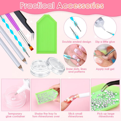 B-7000 Glue Clear for Rhinestone Crafts, B7000 Adhesive Jewelry Glue with Dotting Pen Tool, Wax Pencil and Tweezer for DIY Craft Face Makeup Shoes...