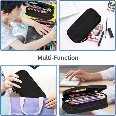 Large Capacity Black Spider Web Pencil Case with Zippers Storage Pouch Holder Pencil Box Marker Organizer Bag with Compartments for Office Supplie...