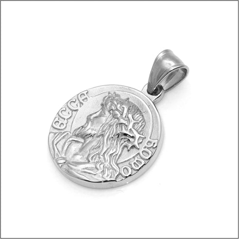 Fashion Stainless Steel Jesus Portrait Round Pendant Coin Necklace...