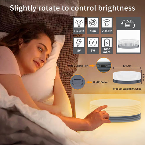 Portable LED Desk Lamp, Rotating Adjustable Brightness Wireless Desk Lamp, Puck Lights Rechargeable Battery Powered Magnetic Top Lamp, Suitable fo...