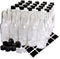 30 Pack Hot Sauce Bottles, 5oz Clear Woozy Bottles with Leak Proof Black Screw Caps and Snap On Dripper Inserts, Empty Beverage Bottles with Label...
