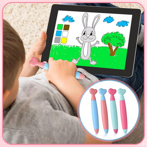 4pcs Kid Stylus Pens for Touch Screens, Cute Heart-Shaped Crayon Stylus Pen with Comfortable Grip Children's Stylus for Smartphones Tablets Capaci...