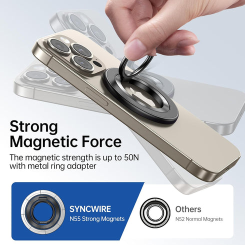 SYNCWIRE Magnetic Phone Ring Holder for MagSafe, Magnetic Cell Phone Grip Ring Stand Finger Kickstand with Two-Sided Magnetic Compatible with iPho...