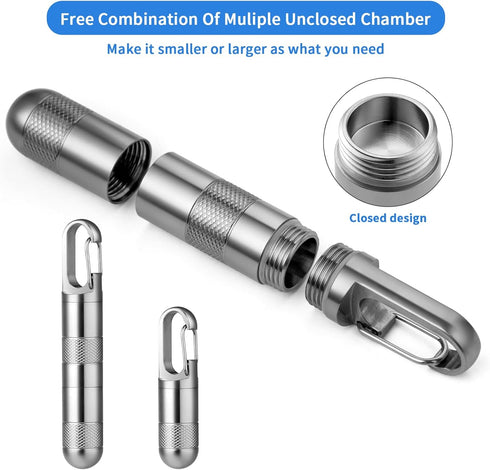 Small Titanium Pill Case,TISUR Keychain Pill Holder Travel Pill Box Container,Portable Pill Organizer Waterproof Metal Pill Case Bottle (Gray Tita...