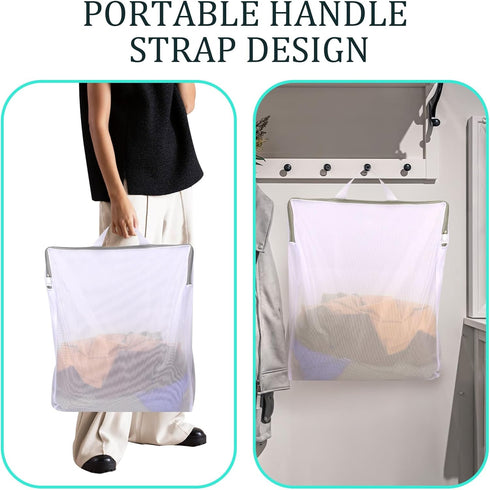 2 Pcs Mesh Laundry Bags for Washing Machine,16 X 20 Inch Fine Mesh Wash Bags with Handle,Side Widening Large Opening Zippered Clothing Washing Bag...