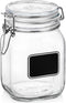 Bormioli Rocco Fido Square Clear Jar with Chalkboard, 33-3/4-Ounce...