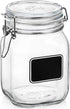 Bormioli Rocco Fido Square Clear Jar with Chalkboard, 33-3/4-Ounce...