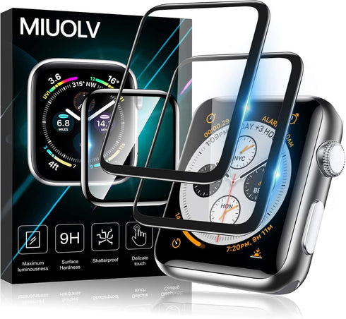 2 Pack Watch Tempered Glass Screen Protector for Apple Watch 44mm Series 6/SE/5/4 Full Coverage Bubble-Free Scratch-resistant Anti-Fingerprint Scr...