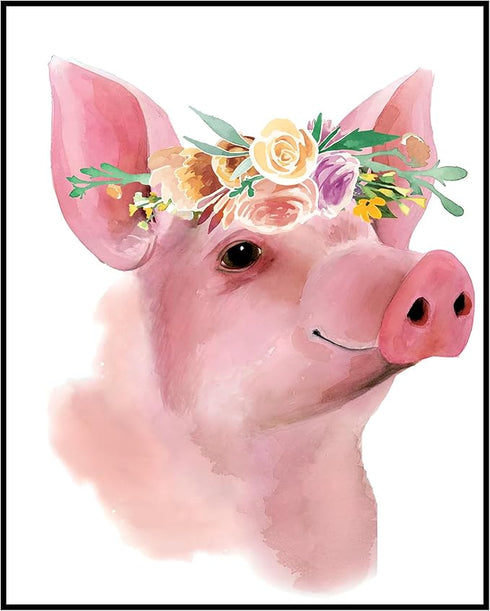 Posterizer 1 pcs-Rustic Farmhouse Cute Pig Piglet Picture-Art for Animal Lovers- Gift for Men Women Entrepreneur Teens-Decor for Home & Office- un...