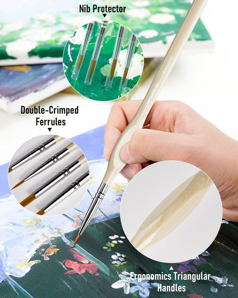 Nicpro 11 Pack Miniature Paint Brushes, Professional Fine Tip Detail Paint Brush, Artist Detail Brushes Set for Watercolor Oil Acrylic, Craft, Mod...