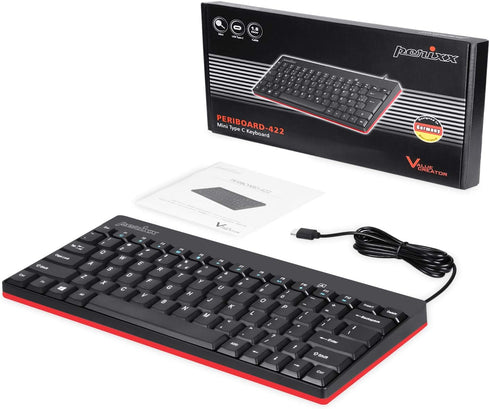 Perixx PERIBOARD-422 Wired USB-C Mini Keyboard, USB Type C Connector, Black, US English Layout...